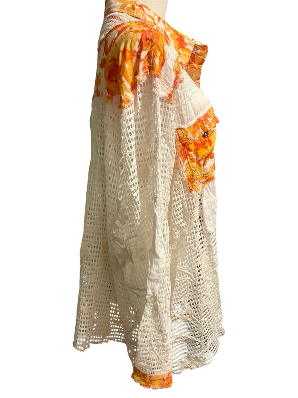 POL Floral Crochet Patchwork Button Down Top Boho Lace Gauze Shirt M NWT - Picture 4 of 12